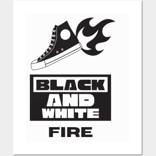 Black and White fire Posters and Art